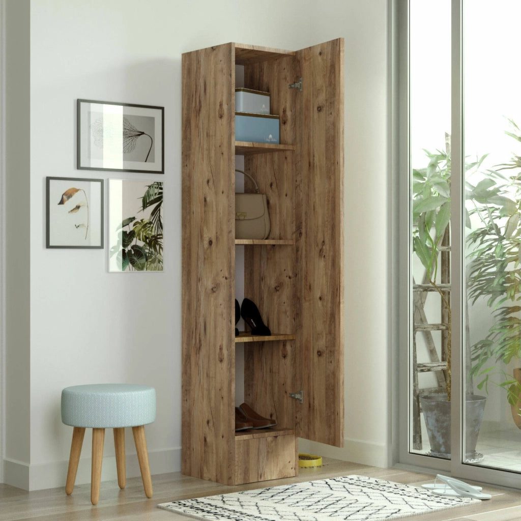Jacques, Mobile da Ingresso Specchio Incluso, 36x36x180h cm Marrone Quercia