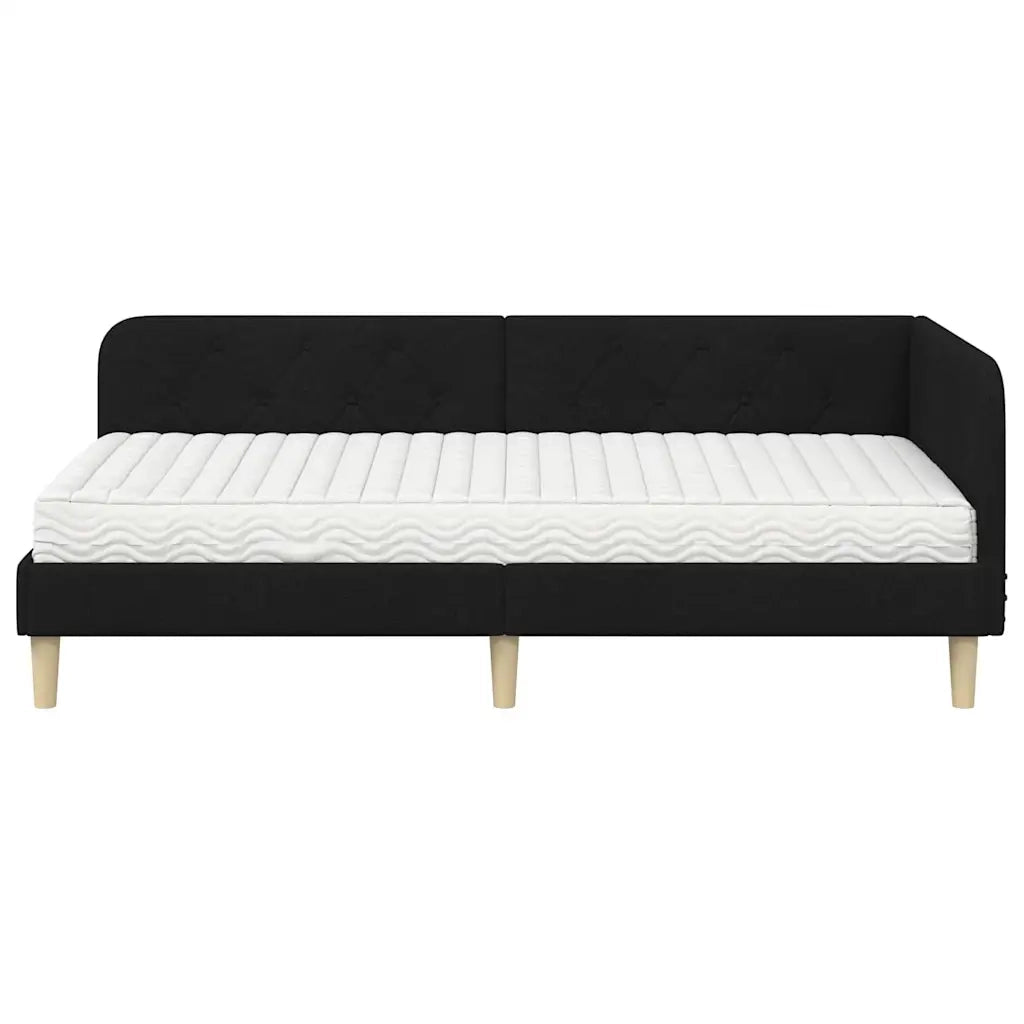 Cornice del letto ad angolo Nero 100 x 200 cm Tessuto