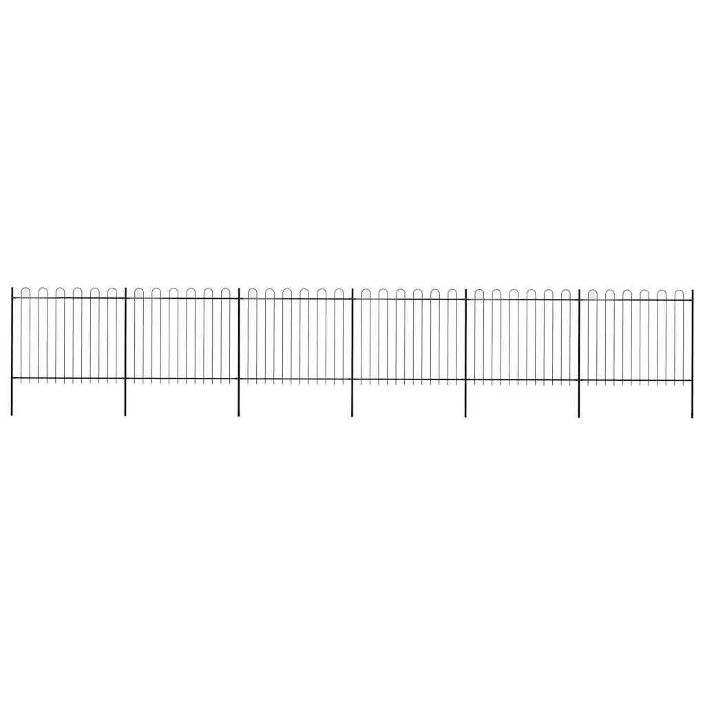 Recinzione da Giardino con Parte Superiore ad Anello in Acciaio 1005x150 cm Nero 277679
