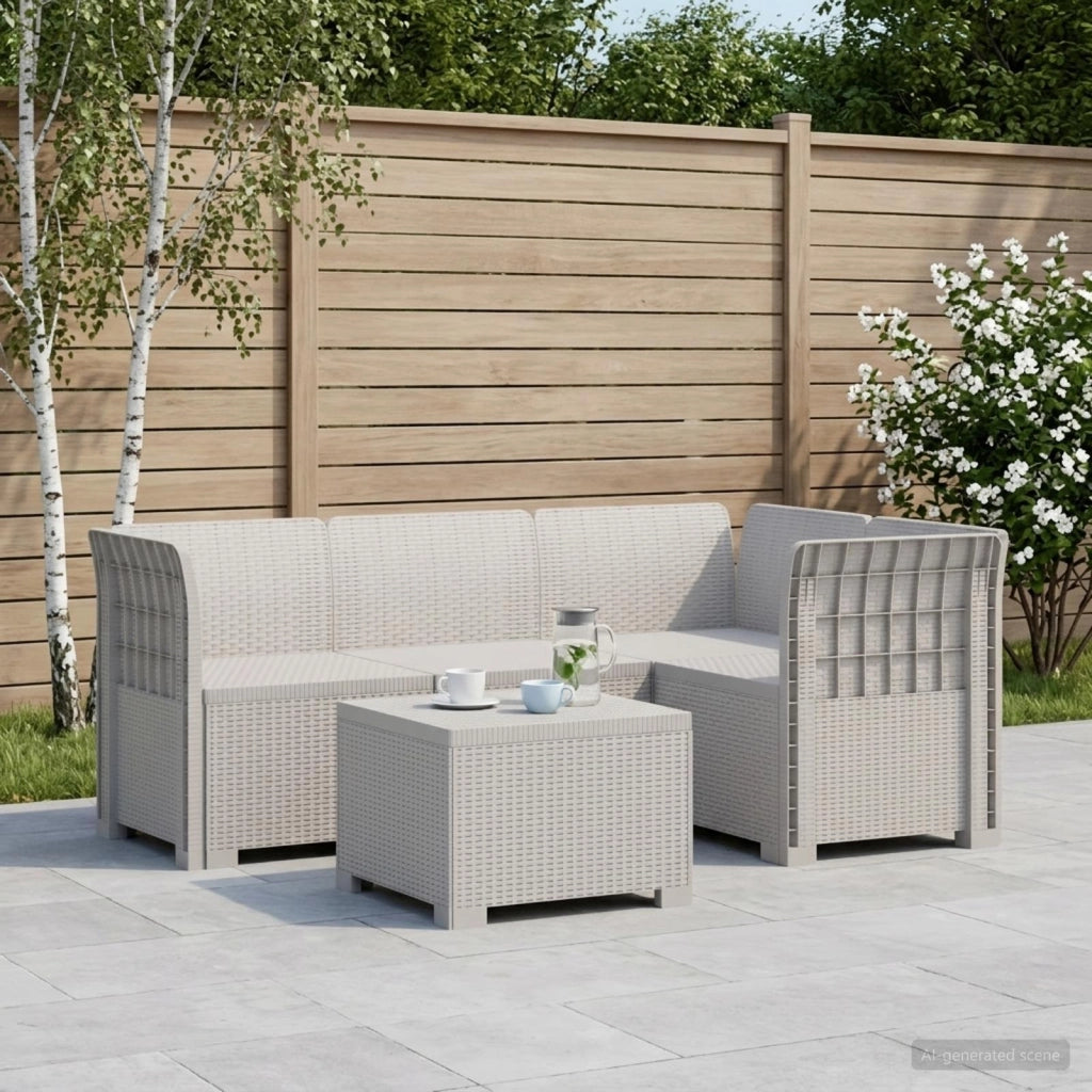 Divano da giardino 4 posti aspetto rattan PP Bianco 3443996