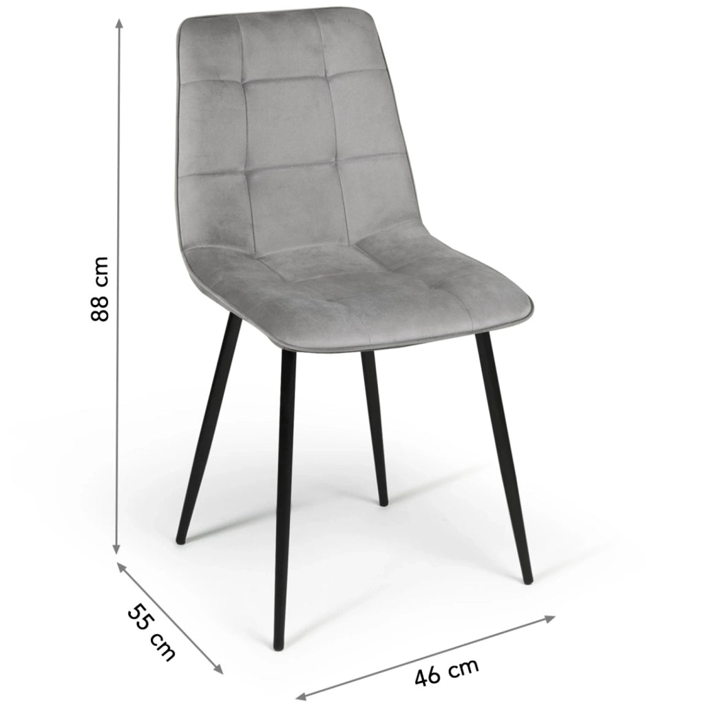 IDMarket - Lote de 4 sillas de comedor MILA de terciopelo gris claro