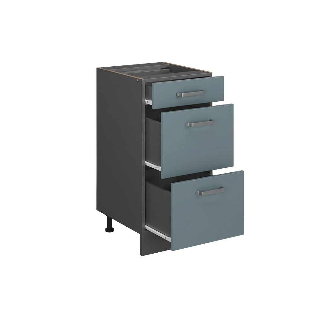 Vicco Mobiletto base per cucina Grigio-blu 40 cm con cassetti, senza piano di lavoro