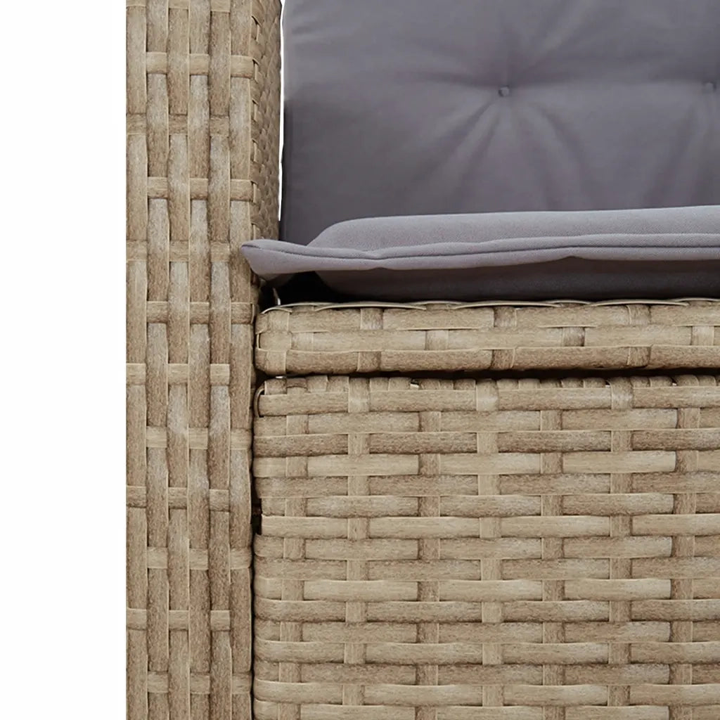 Set Pranzo da Giardino 3 pz con Cuscini Beige Misto Polyrattan