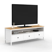 IDMarket - Porta TV ACHILLE 140 cm con 3 cassetti bianchi e piano in legno
