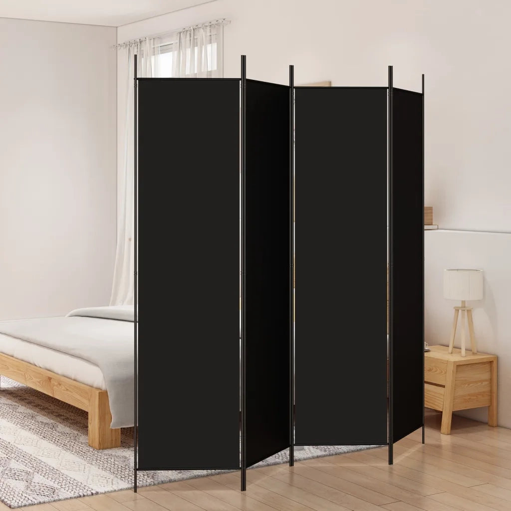 Divisorio a 4 Pannelli Nero 200x200 cm in Tessuto 350185