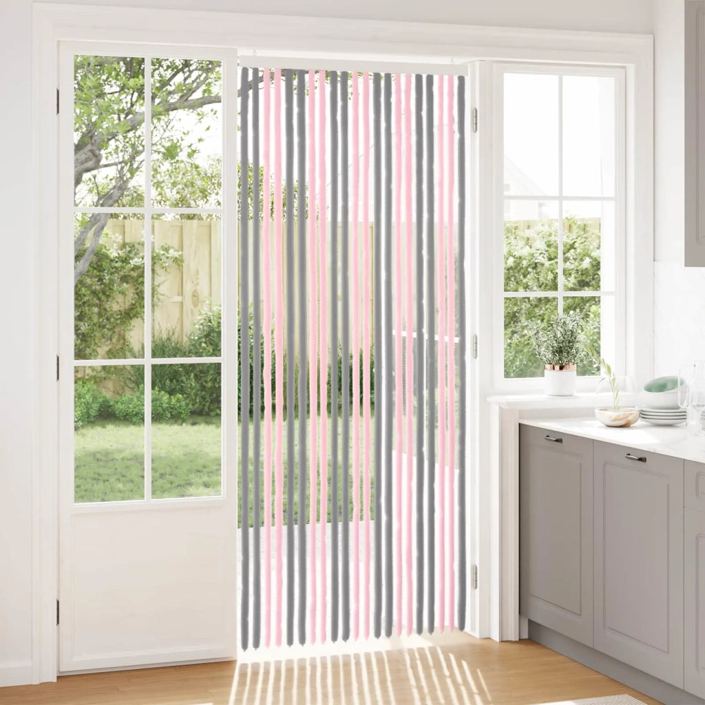 Tenda per insetti in chenille Grigio Argento e Rosa 90 x 220 cm 42034440
