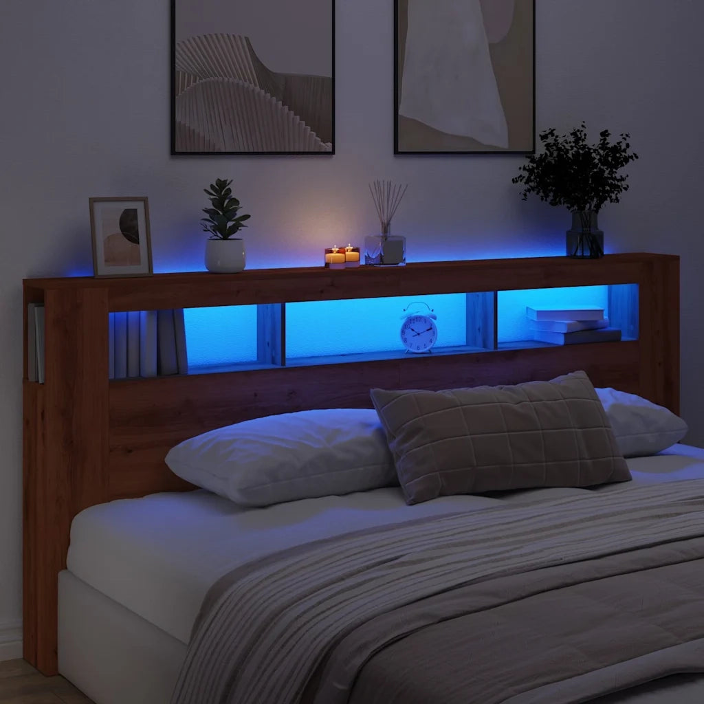 Testiera LED Rovere Artigianale 220x18,5x103,5 cm Multistrato 857695