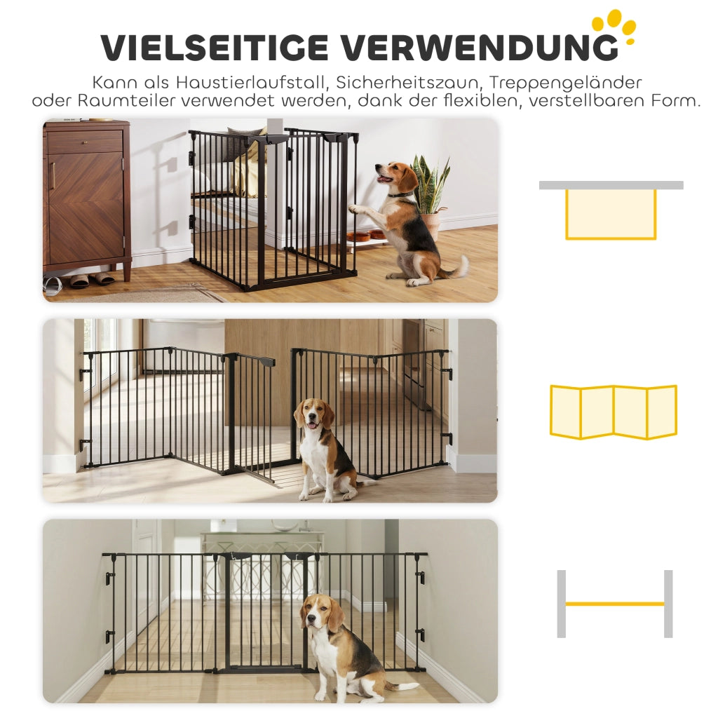 Cancello per bambini e animali domestici ¨C zephmum ¨C nero, metallo, 300x74.5x3 cm