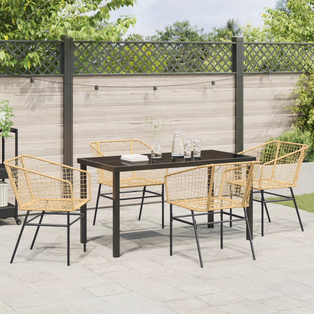 Set da Pranzo da Giardino 5 Pezzi Marrone Poly Rattan