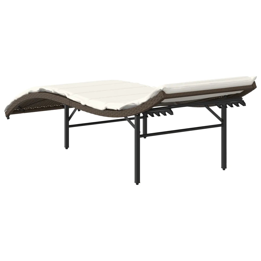 Lettino Prendisole | Sdraio da giardino | Lettino da sole con Cuscino Marrone 55x199x50 cm Polyrattan