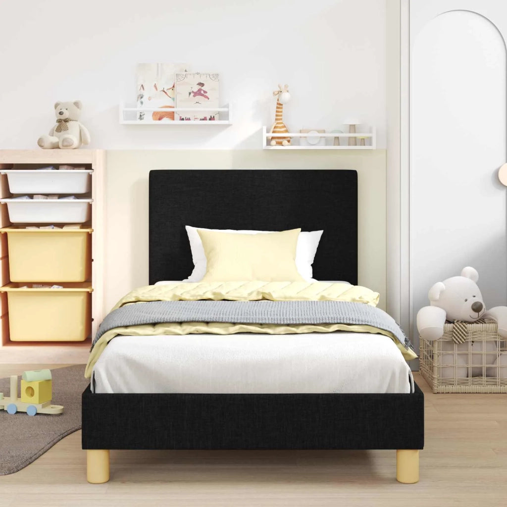 Struttura letto bambini con testata Nero 80 x 200 cm Tessuto