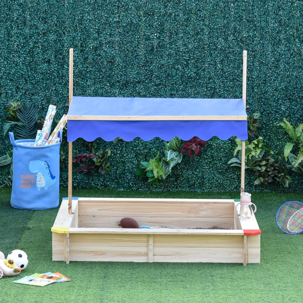 Sabbiera Legno Bambini con Tetto ¨C Xylo ¨C 120x120x120 cm Giardino Esterno Casa Naturale