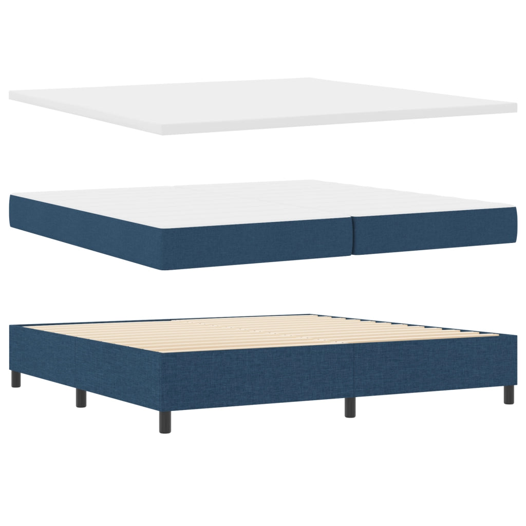 Letto Box Spring con Materasso e LED Blu 200x200 cm Tessuto