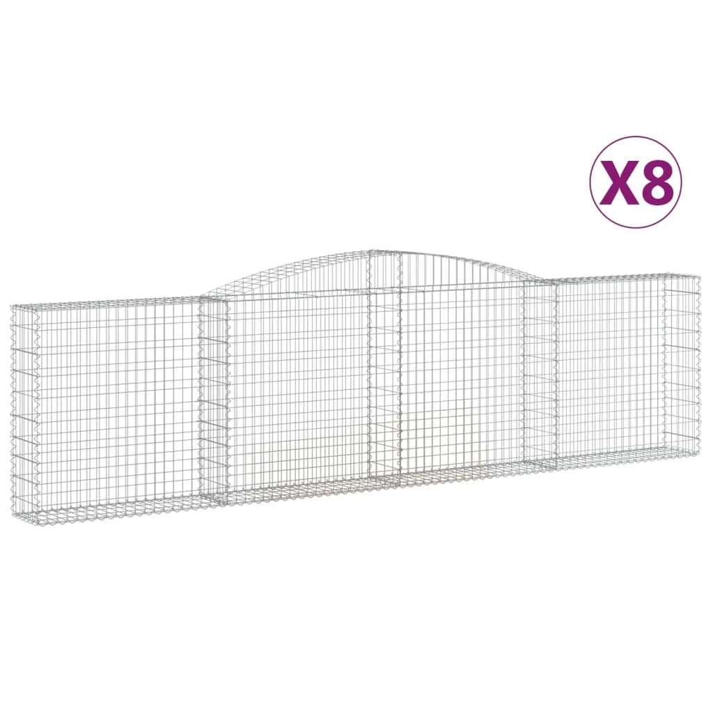 Set di 8 gabbioni ad arco per recinzioni a gabbia e muri di contenimento 400 x 30 x 100/120 cm ferro zincato argento 02_0041205