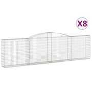 Set di 8 gabbioni ad arco per recinzioni a gabbia e muri di contenimento 400 x 30 x 100/120 cm ferro zincato argento 02_0041205