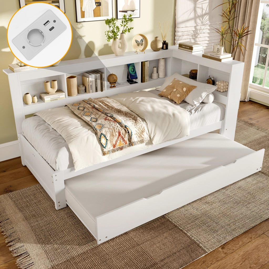 LETTO Giorno 90x200 cm con letto estraibile Bianco