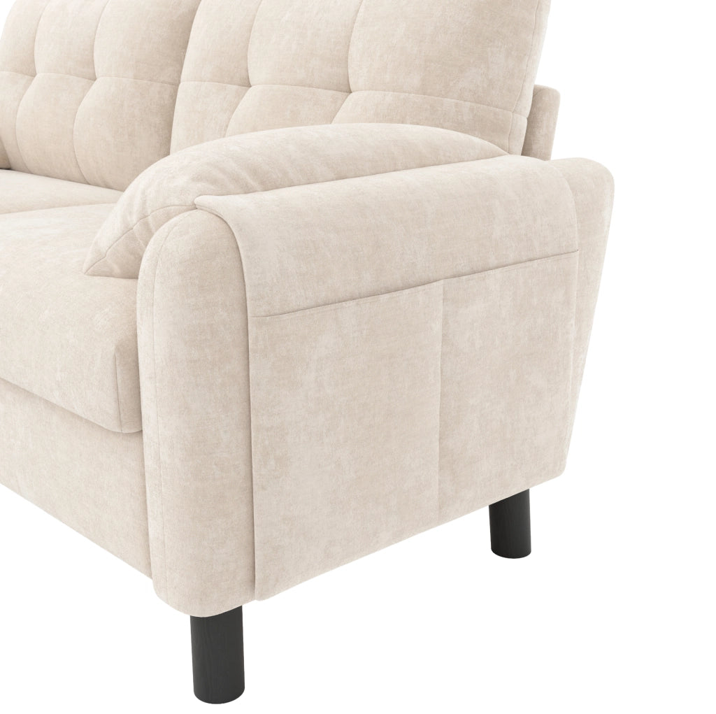 Divano 2 posti 158x80x88.5 cm salvaspazio in chenille beige