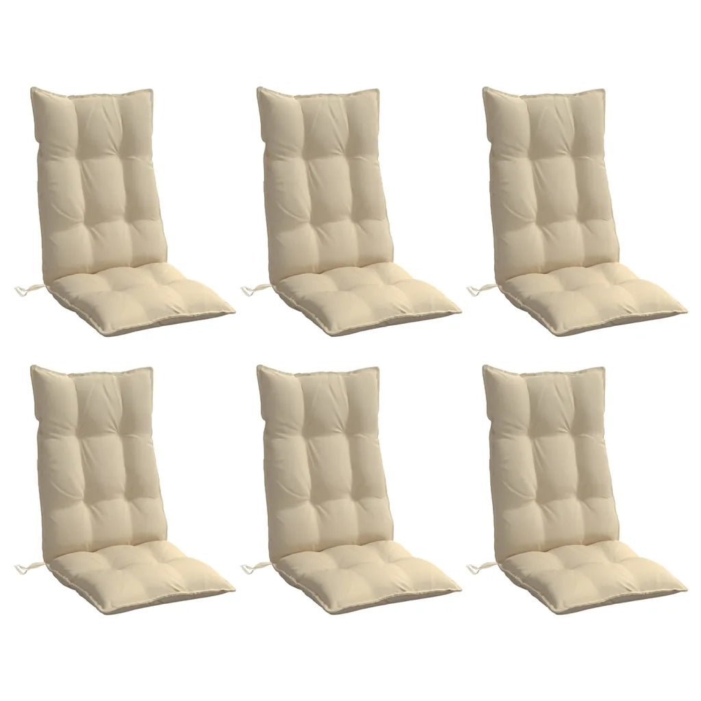 Cuscini per Sedia con Schienale Alto 6 pz Beige Tessuto Oxford 377613