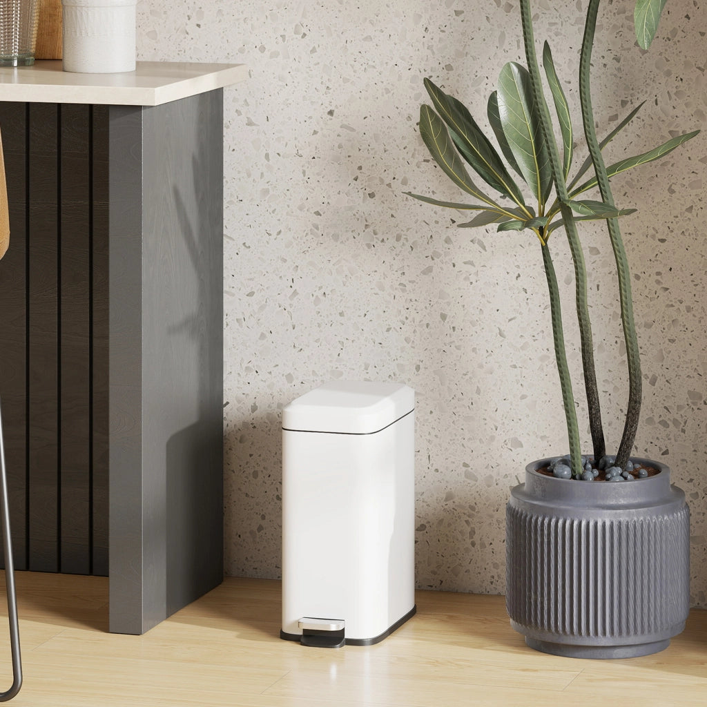 Pattumiera con Pedale in Metallo ¨C Xylo ¨C 5L Bianco con Secchio Interno