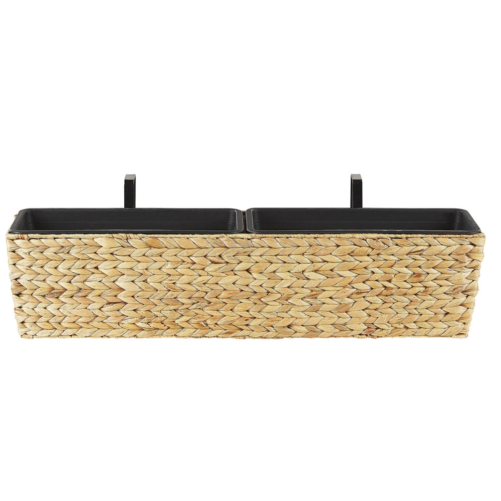 Vaso per piante Beige Giacinto d'acqua Intreccio Rettangolare 80 x 20 cm Sintetico con fori di scolo