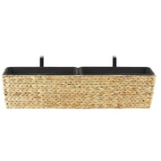 Vaso per piante Beige Giacinto d'acqua Intreccio Rettangolare 80 x 20 cm Sintetico con fori di scolo