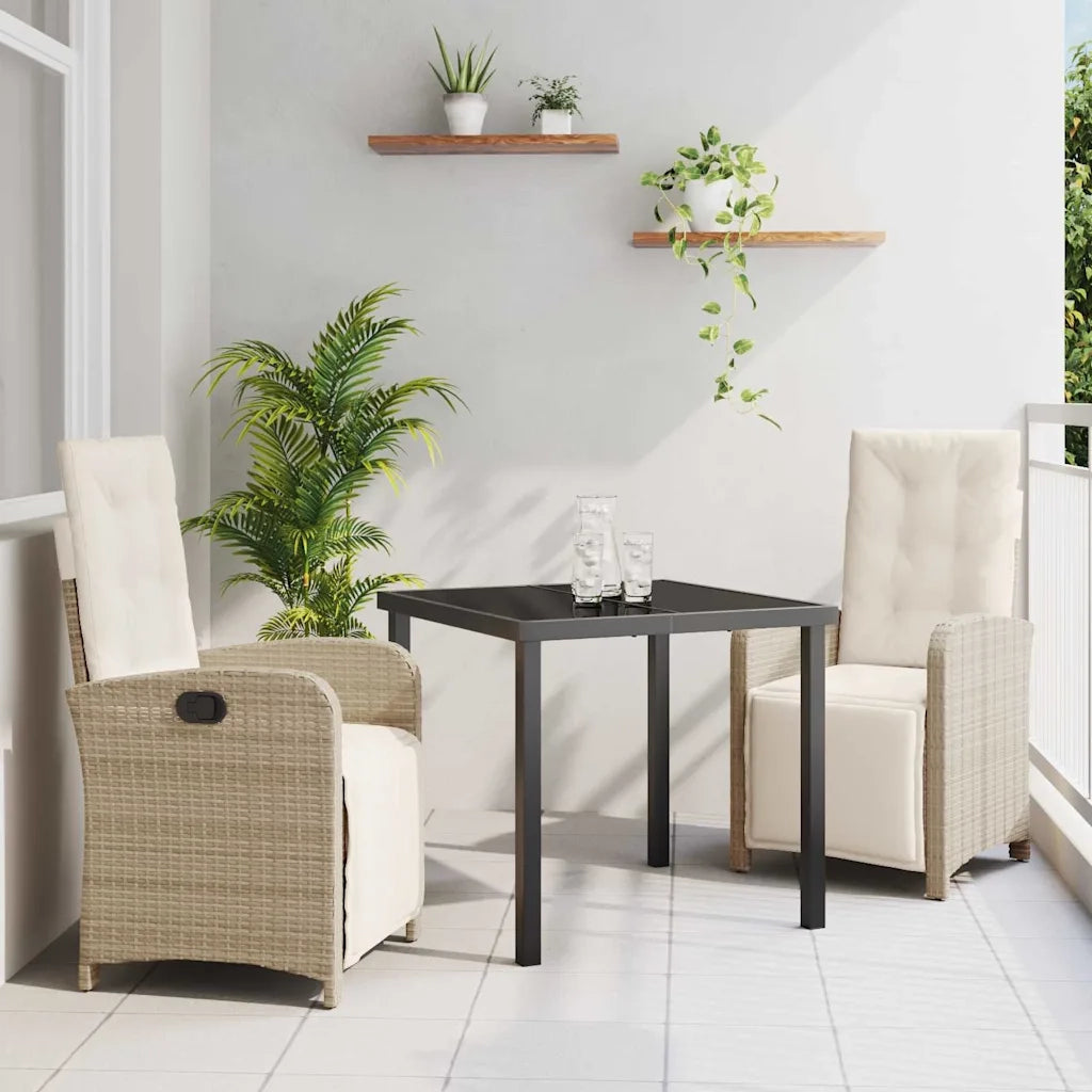 Set da Pranzo per Giardino con cuscino 3 pcs Beige polyrattan 3380330