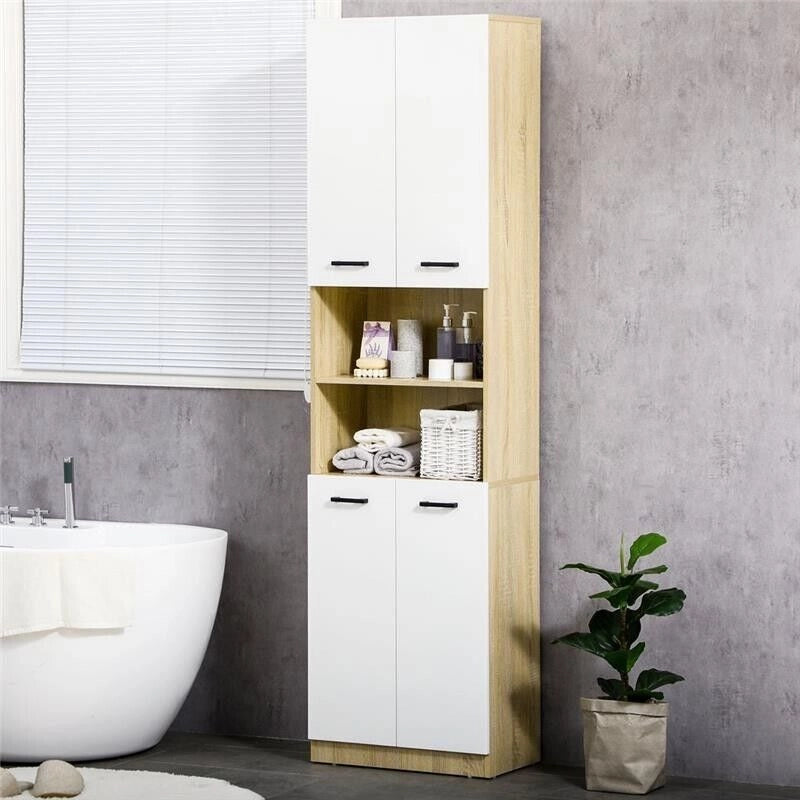 MOBILE BAGNO CON 2 ARMADIETTI ANTE E 2 RIPIANI APERTI 53X33.5X195.7 CM BICOLOR