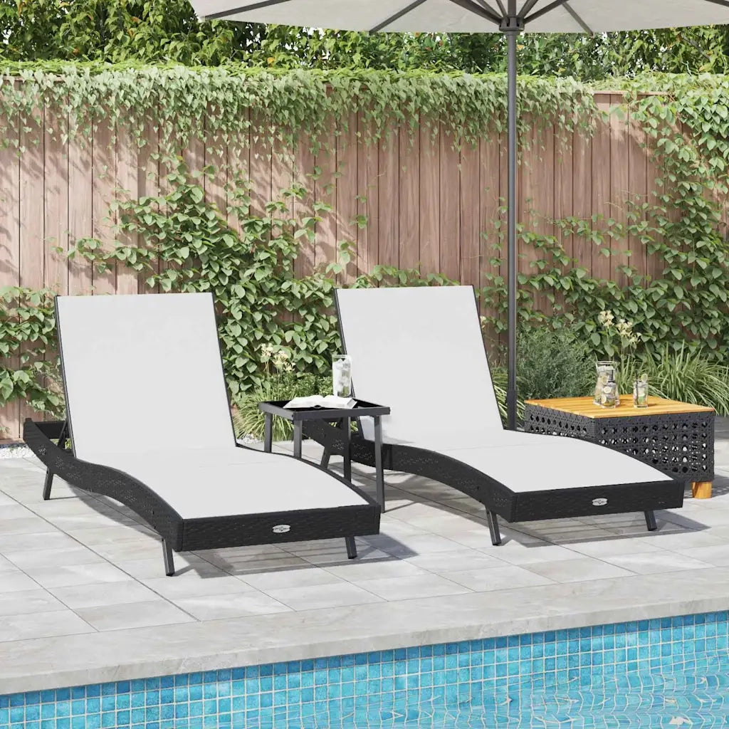 Lettino da sole 3 pcs Nero e Bianco 197 x 70 x 82 cm polyrattan 3381204
