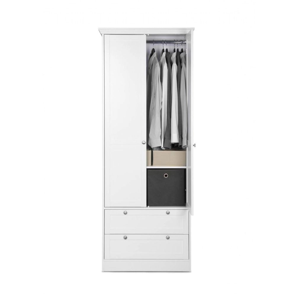 Armadio due ante e due cassetti Landwood14 colore bianco