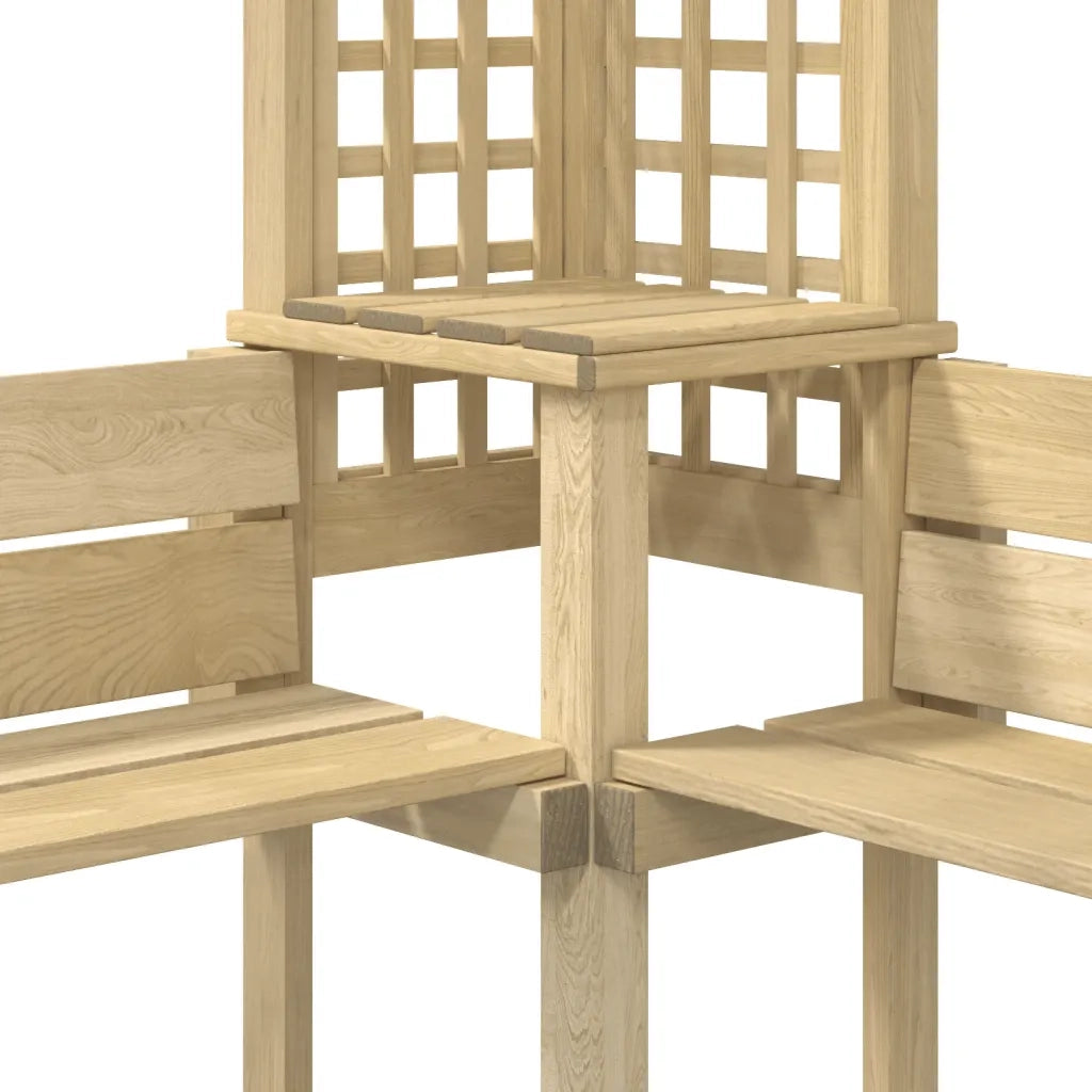 Pergola Angolare con Panca in Legno di Pino Impregnato 44950