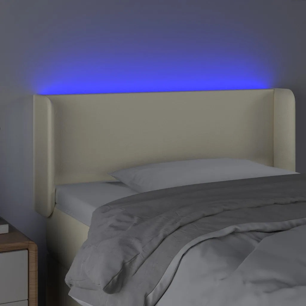 Testiera a LED Crema 103x16x78/88 cm in Similpelle 3123042