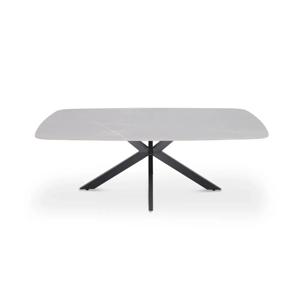 Table bassa ARVENA – Tavolino rettangolare 130x70 cm – Pietra grigia & metallo – Design contemporaneo e raffinato