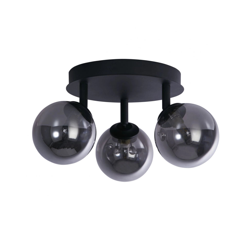 Crosby 3Lt Semi-Flush - Metallo nero e vetro fumé