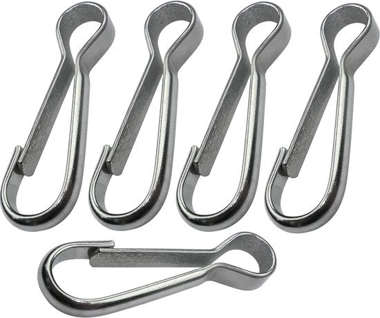 Set di 5 ganci in acciaio inox Ø5,6x30mm per cavo e corda