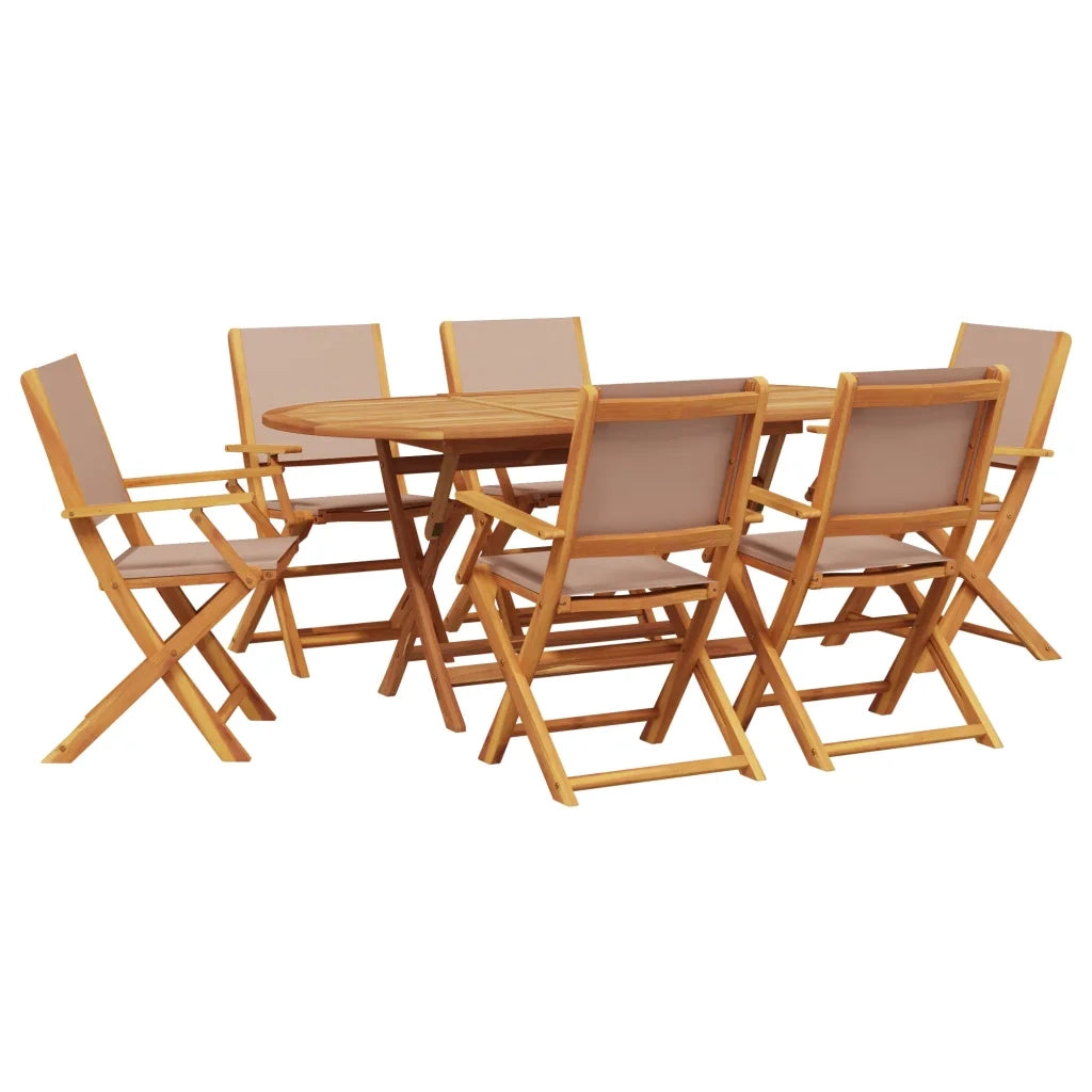 Set da Pranzo da Giardino 7 pz Tortora Tessuto e Legno Massello 3281714