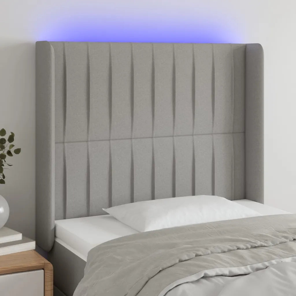 Testiera | Testata a LED Grigio Chiaro 83x16x118/128 cm in Tessuto
