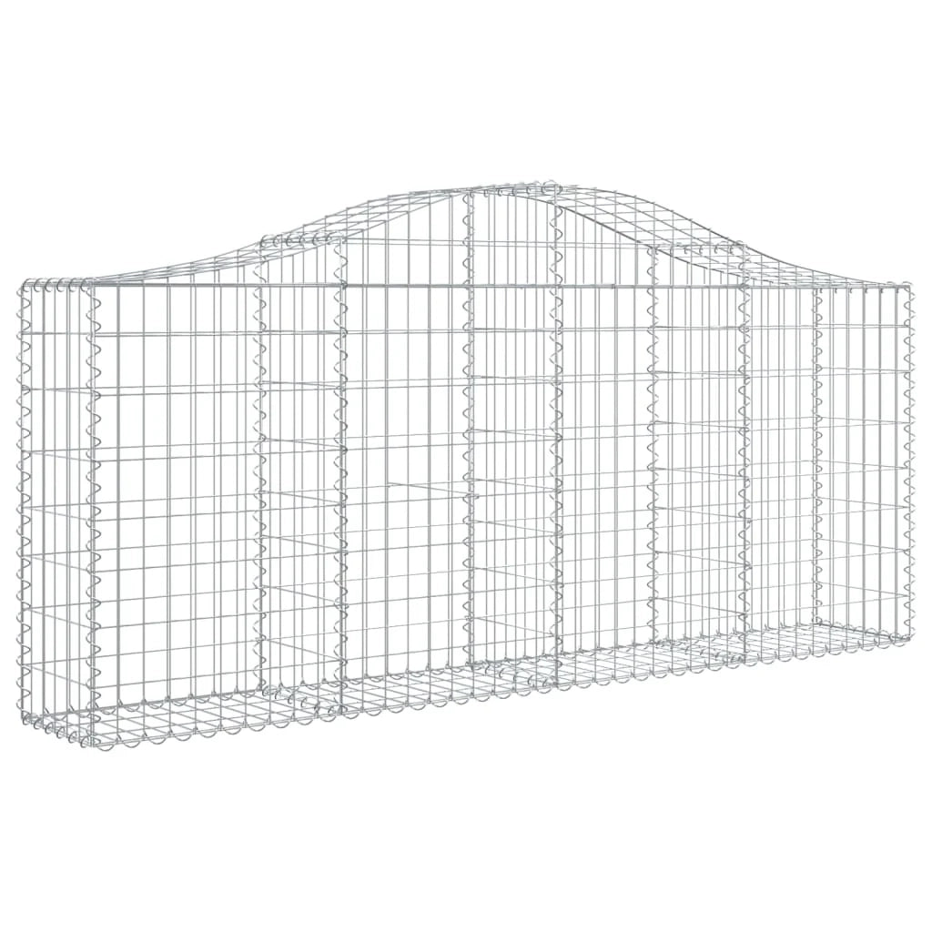 Cestini gabbioni recinzione a gabbia muro di contenimento ad arco 1 set da 4 200 x 30 x 80/100 cm ferro zincato argento 02_0040570