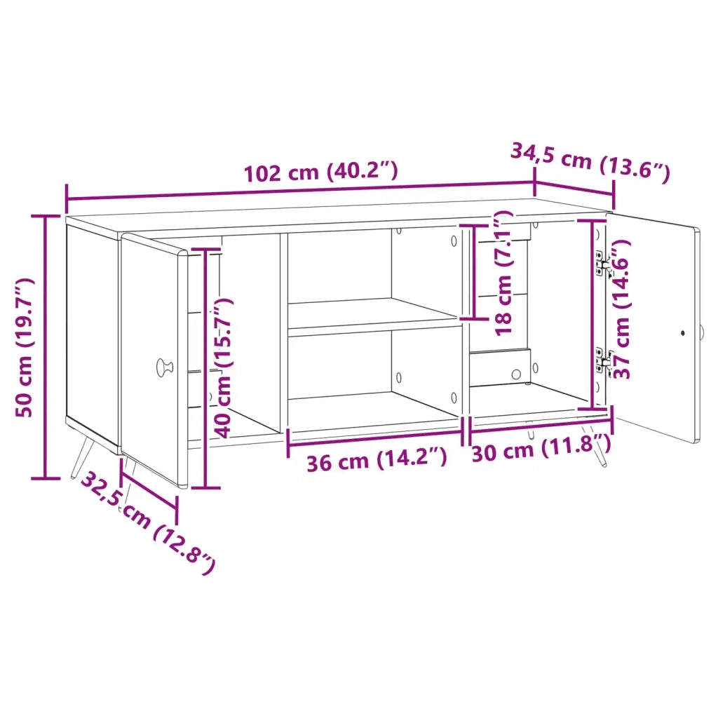 Mobile TV Rovere Artigianale 102 x 34,5 x 50 cm