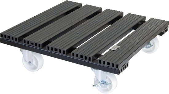 Trolley per piante in WPC 385 x 385 x 11 cm I Trolley per piante e fiori per interni + esterni I Capacità di carico 120 kg - 20054001