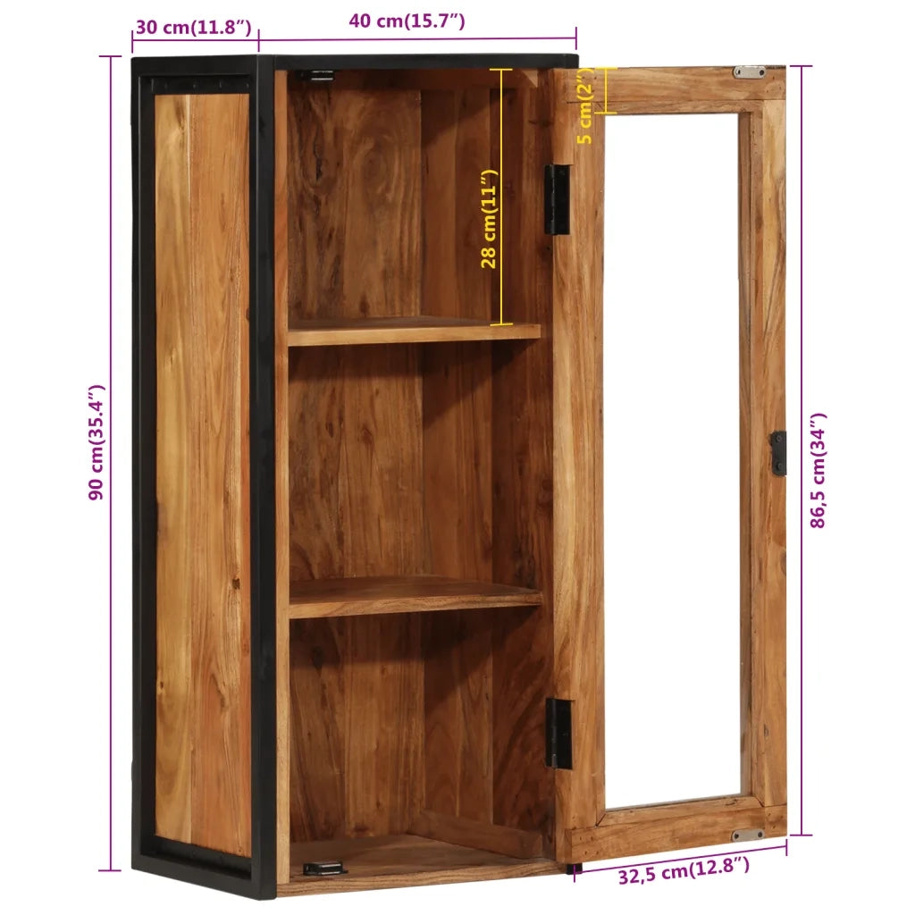 vidaXL Mobile Bagno a Muro 40x30x90 cm Legno Massello Acacia e Ferro