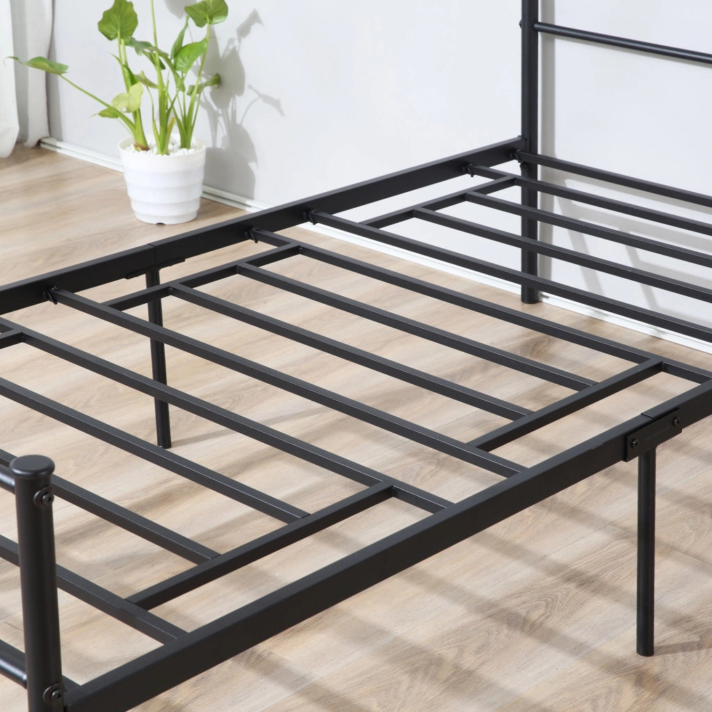 Struttura Letto Singolo 90x200 cm in Acciaio con Doghe Integrate Nero