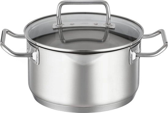 Pannenset in acciaio inox 4 pezzi con distribuzione termica e induttivo - resistente al lavastoviglie