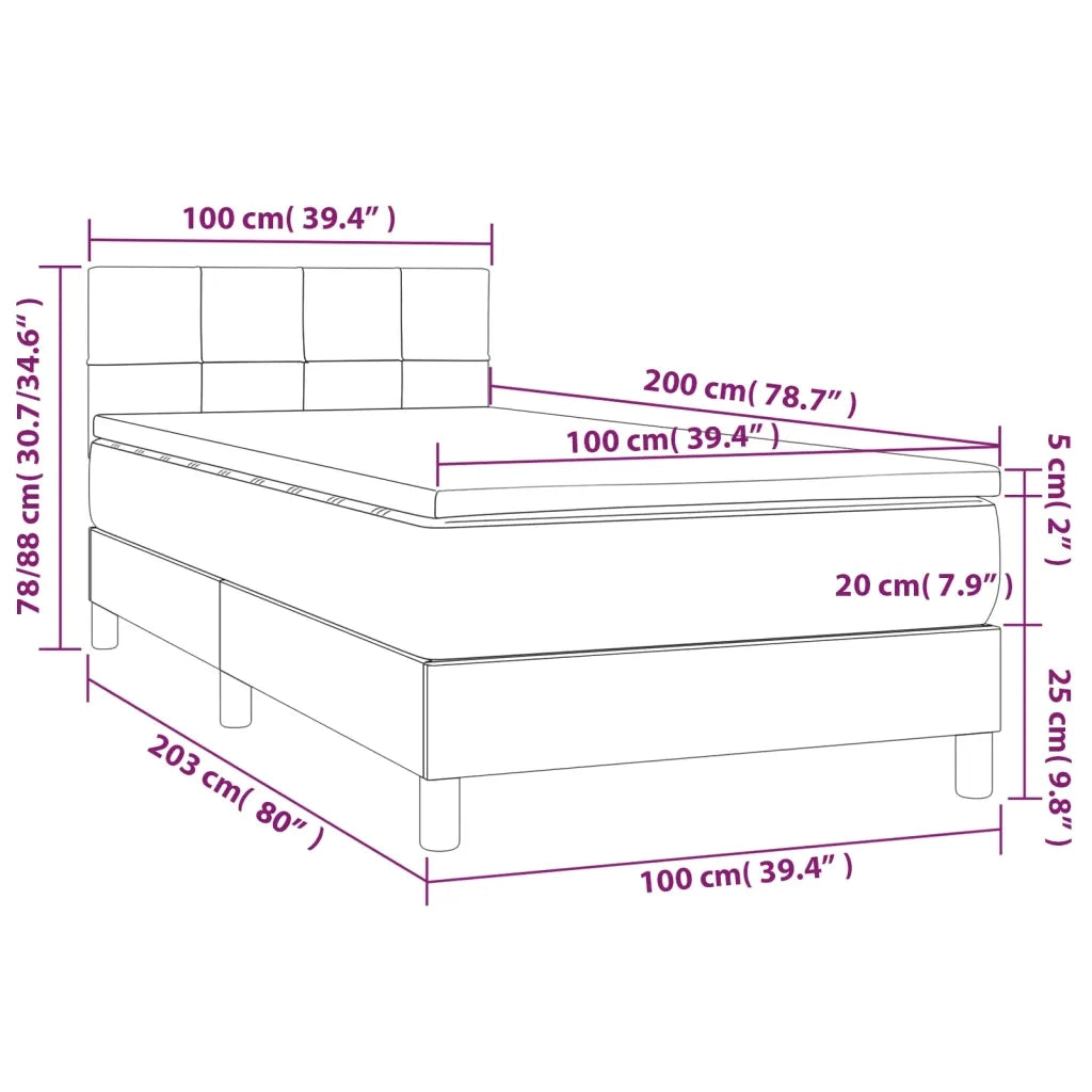 Giroletto a Molle con Materasso Marrone Scuro 100x200cm Tessuto
