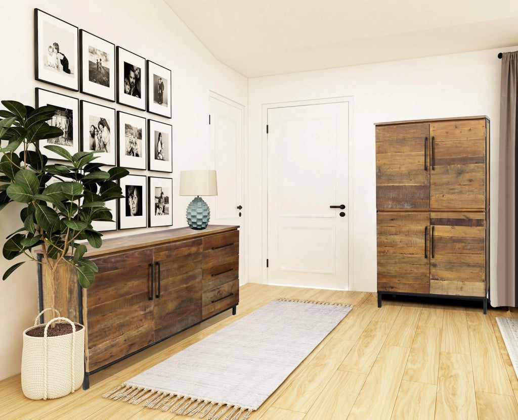 Credenza Moderna con quattro ante in Legno Metallo cm 100x40x160 - DARWIN