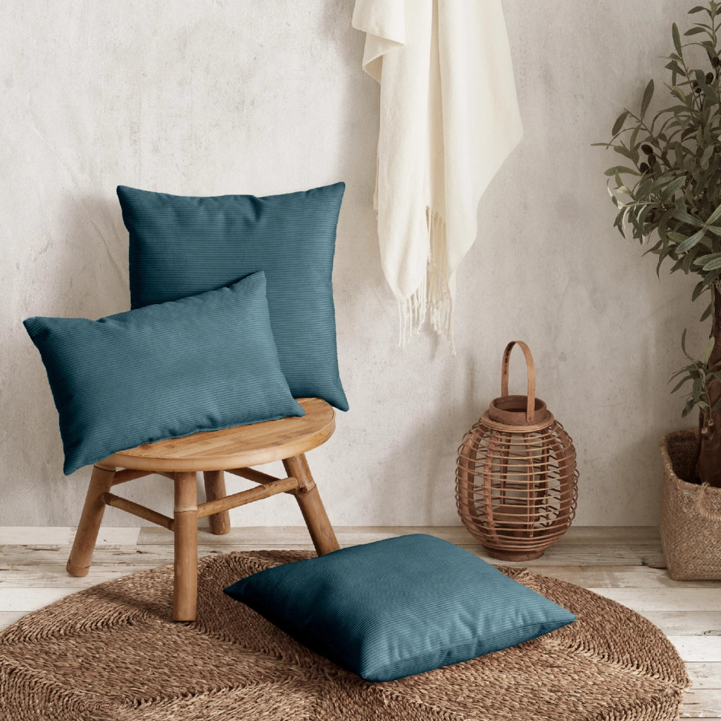 Cuscino rettangolare 30x50cm in velluto a coste blu Dune