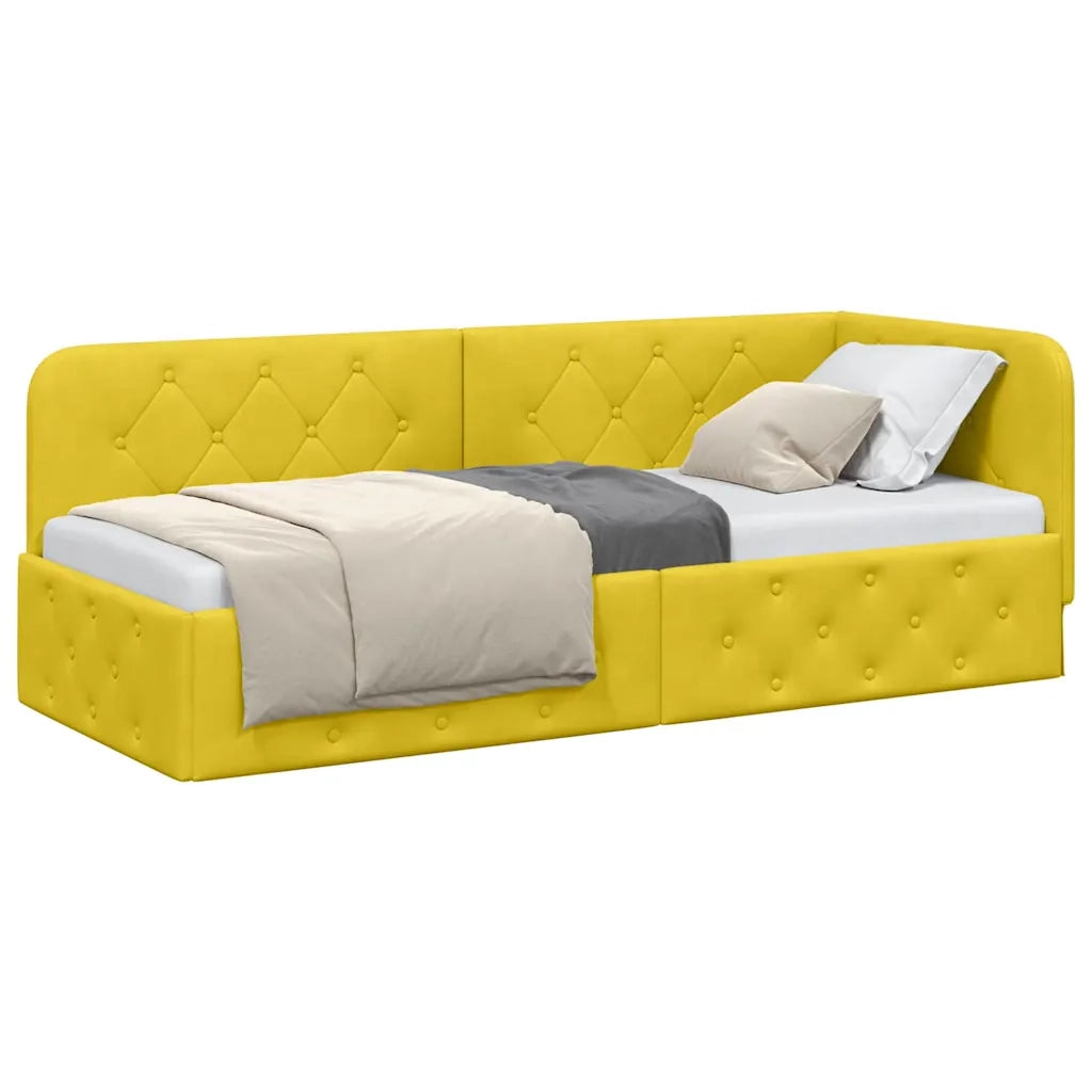 Cornice del letto ad angolo Giallo 80 x 200 cm Velluto