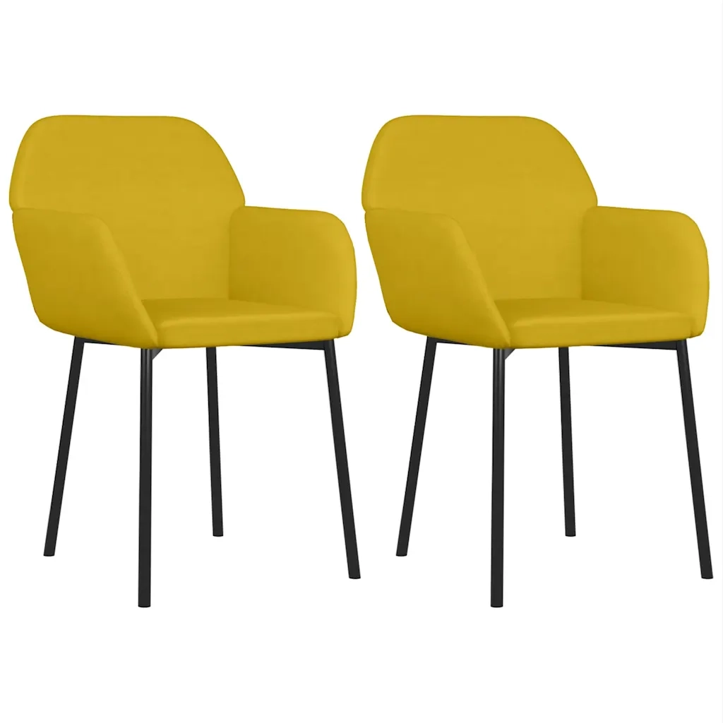 Sedie da Pranzo 2 pz Gialle in Velluto cod mxl 16481