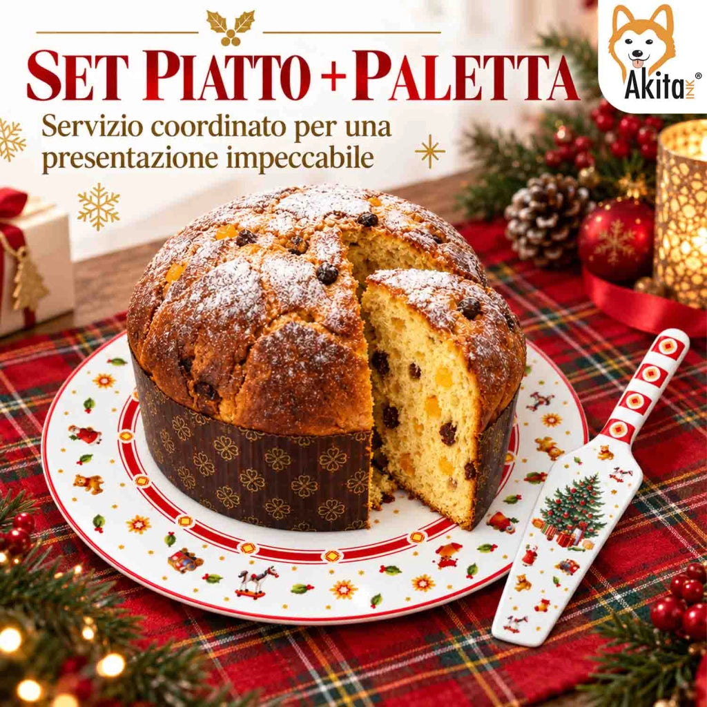 Akitaink Piatto Panettone Christmas Tree 30 cm Paletta Porcellana