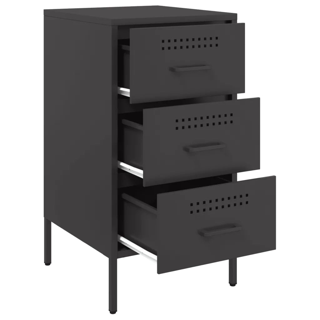 Comodini 2 pz-Set di 2 Tavolino da notte Neri 36x39x68 cm in Acciaio 819358