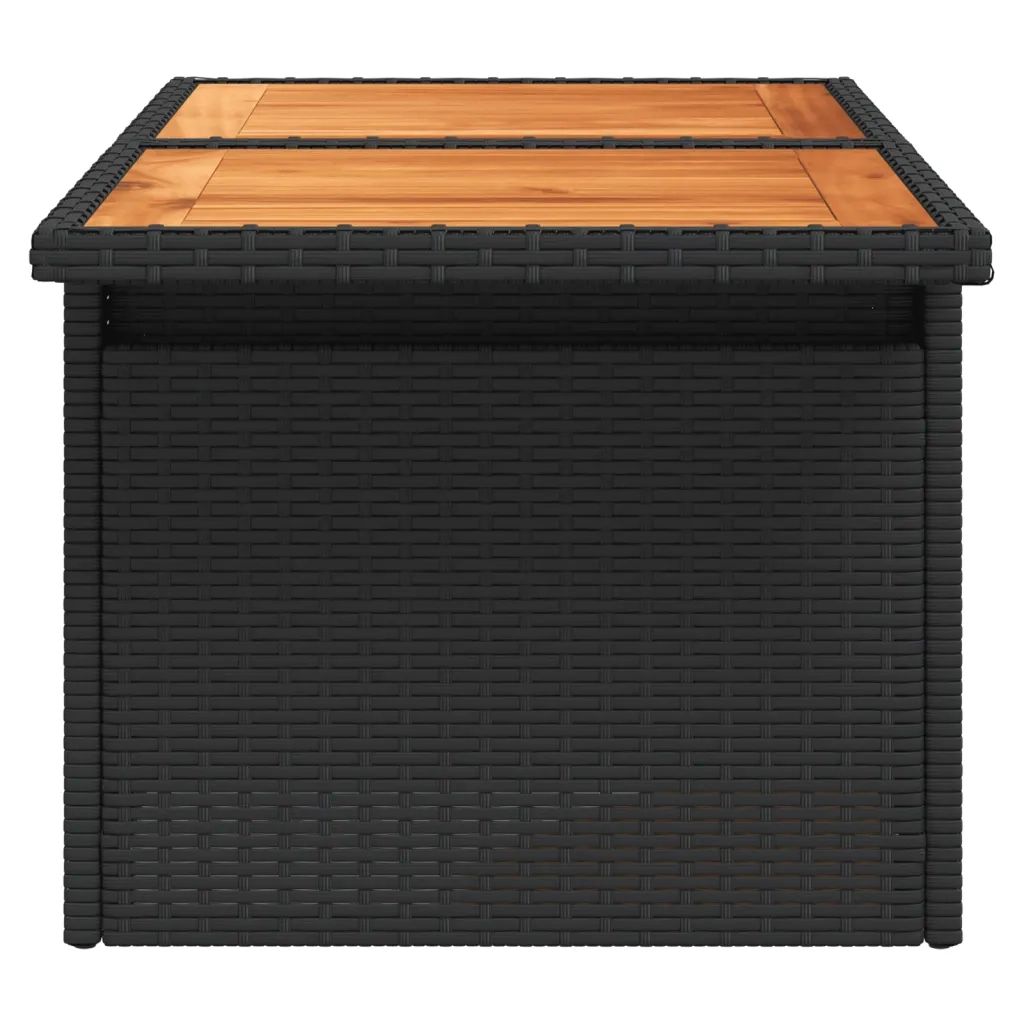Tavolo da Giardino Nero 100x55x73 cm Polyrattan e Legno Acacia 365976